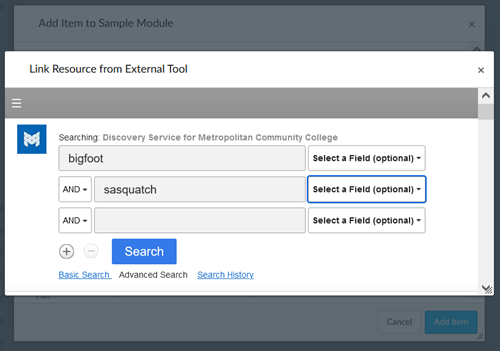 Database search screen containing several text boxes and combo boxes, allowing for elaborate searches. Navigate by form fields to reach this location