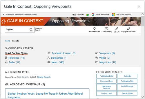 Results list window, results are available as links. Please navigate by Unvisited Links or used the elements dialog to navigate the results