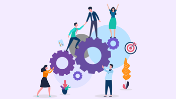 multiple people working together